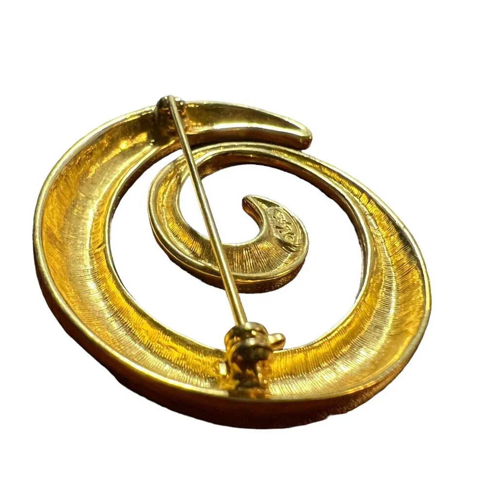 Napier Brooch Swirl‎ Circle Goldtone Vintage Swirl Pin